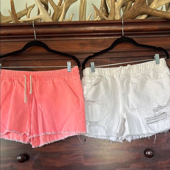 Women's Orange and White Casual Shorts - Picture 1 of 3